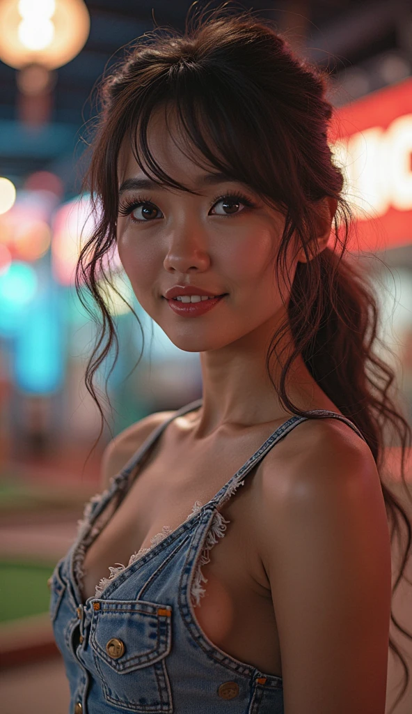 1girl, idol, model, depth of field, photo, film, face, skinny, smile, collarbone, teeth, movie, camisole, selfie, night,