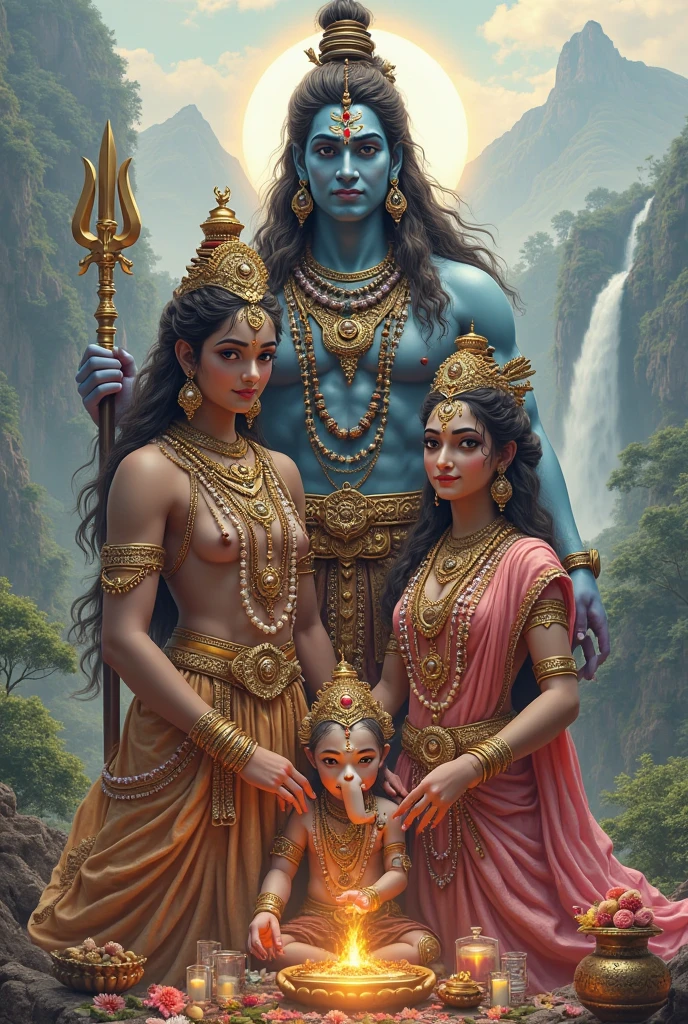 Mahadev sitting with his family