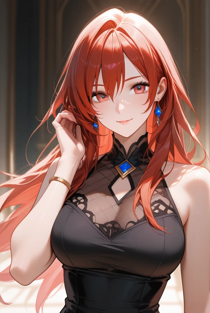(Highest quality、4K、8k、High resolution、masterpiece:1.2)、Very detailed、Picturesque、Animated Photography、Photo Animation:1.37)、Vampire women、red hair、long hair、stars ornament、Nakano May