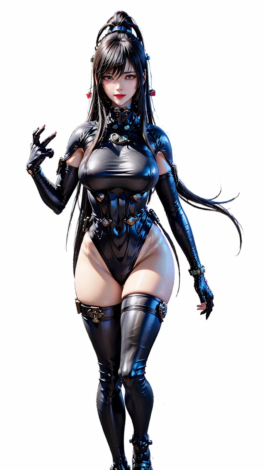 Full body of a toy doll of Aria from "Nikke" sitting on a wooden bench on park showing her back to me, black gantz suit, sit, bench, red gloves gauntlets, military high boots bootstraps, red cheeks, thick hips, hands on hips, metal handcuffs clenching fist