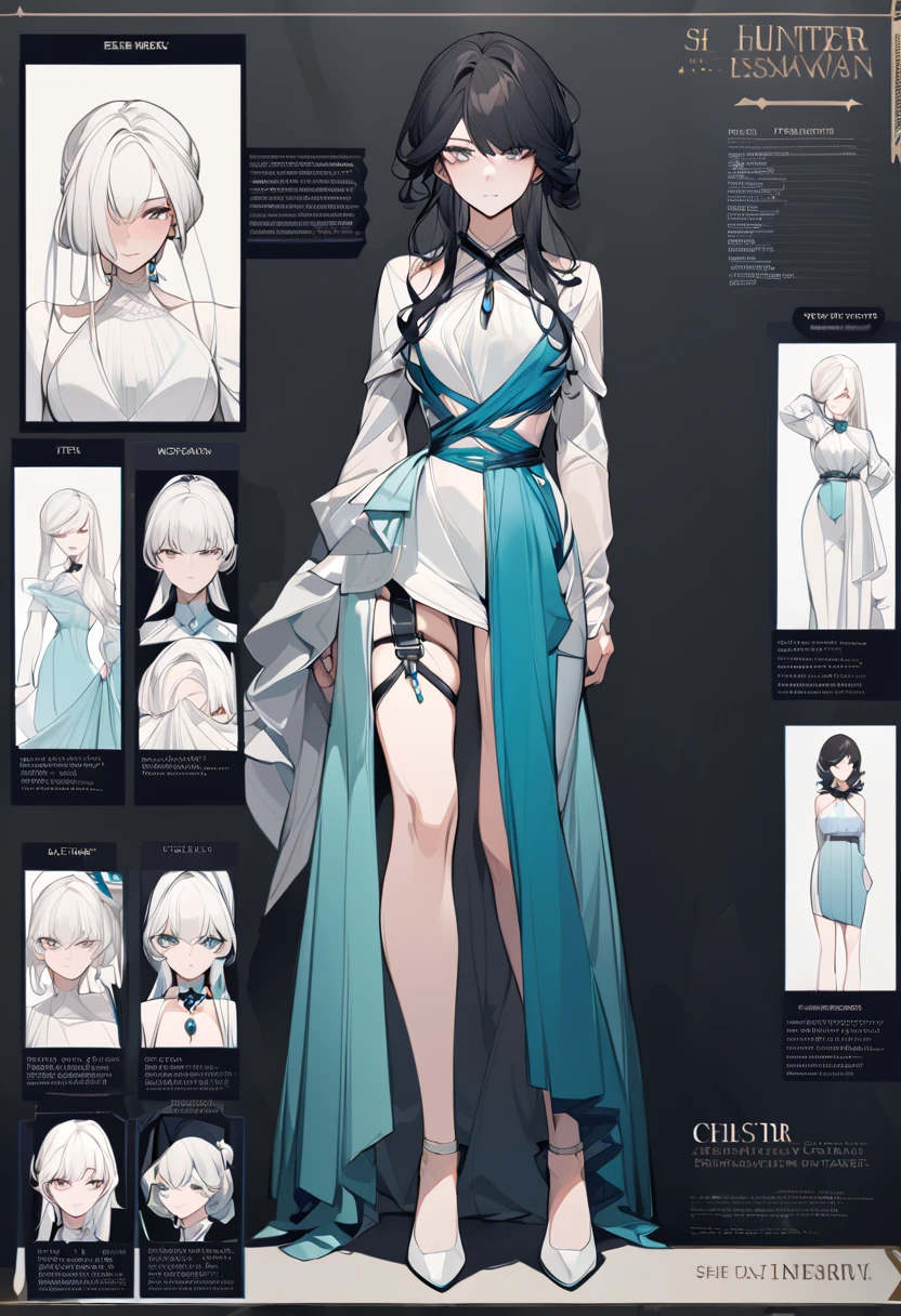 (masterpiece), ultra detailed, 8k, ((A character sheet:1.4)) or reference sketch of a adventures girl with her armor and she has long hair and she is a adventurer, ultra realistic and sharp detail and intricate, intricate details, and style, simple background illustration, flat white background