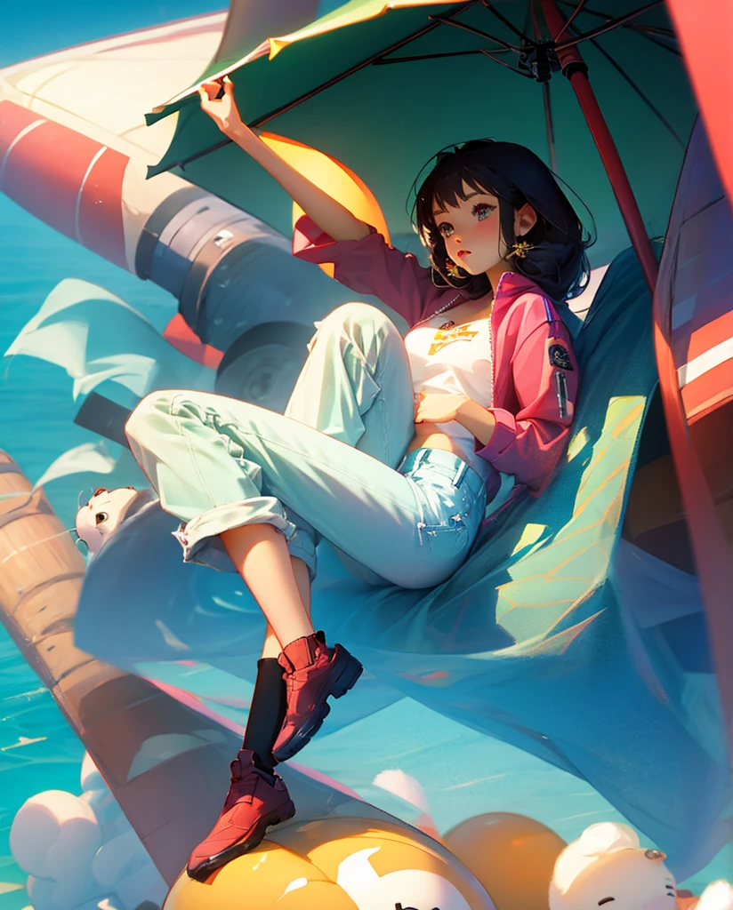 Woman wearing headphones, Anime Style 4 k, anime wallpaper 4k, anime wallpaper 4k, 4k anime wallpaper, anime art wallpaper 4k, anime art wallpaper 4k, Anime Style. 8k, Anime atmosphere, , Ultra HD Anime Wallpaper, Anime Art Wallpaper 8K, Anime Background,landscape、summer、island、hammock、hammockに揺られる、Beach