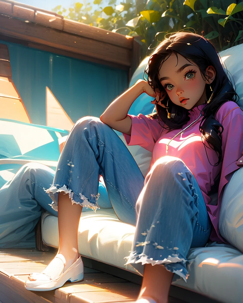 (Masterpiece, Best quality, Ultra-detailed, Extremely detailed), Sister Gao Leng, Jet-black hair, Soft light and shadow,ssmile, Eyes are shy, Sexy white silk suspender stockings, White and red,Leaky legs, Thin leg,Warm sun,The home of grass slopes,Detailed fingers,Sexual suggestiveness --auto