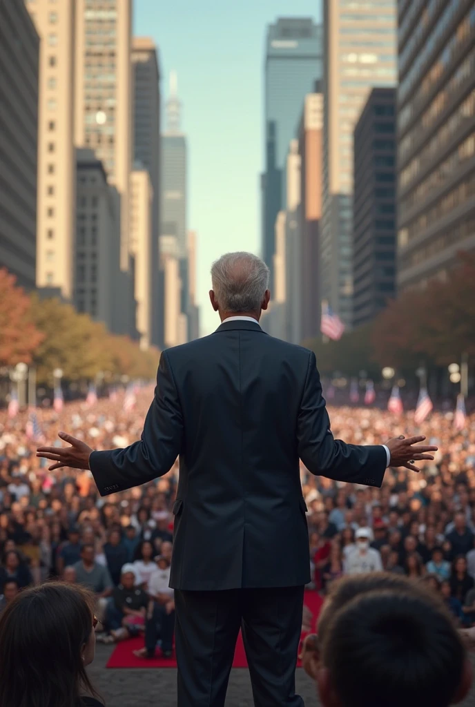 Politician from above watching the people in the middle of the protest drawing