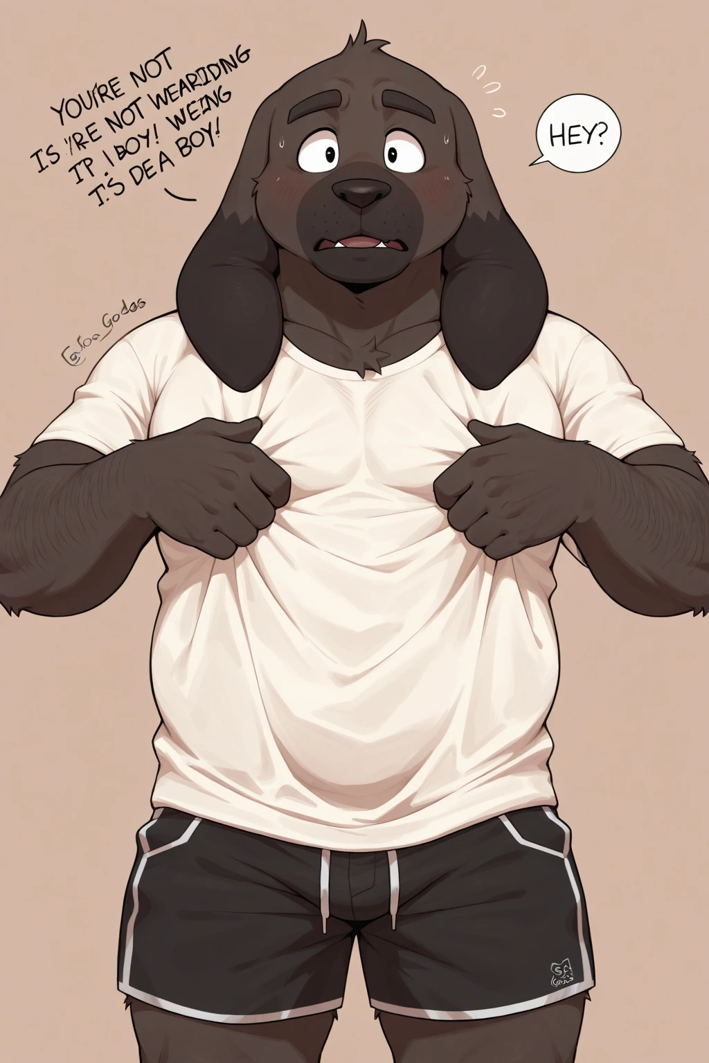 New Jersey 5 Furry,(German Shepherd)，Solitary，Wildlife，Chubby, Abdominal muscles，Thick Arms，Chubby身材，Chubby脸，Black eyebrows，Heterochromia，young，blush，sad，（night，Simple background），（Half naked，Black shorts），Pink nipples，（Sweat）,From Zixiong, Takemoto Arashi