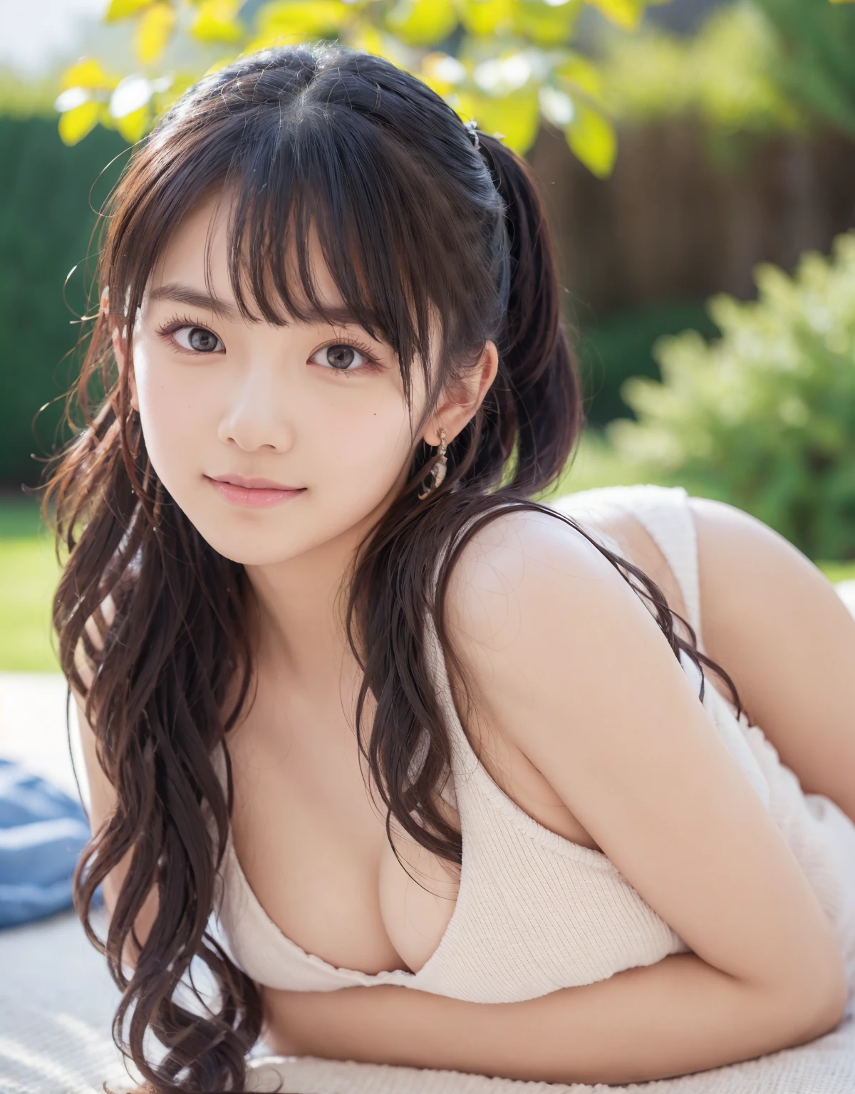 ((((detailed explanation)))),(((masterpiece、Highest quality、Very detailed:1.42、Focus on the eyes)))、Female in her late teens、Portraiture、Blurred cityscape at dusk、Silhouette of buildings and street lights Long dark brown hair、natural wavy curls、The wind is blowing softly、Hair falls down the side of the face、Skin is smooth、Healthy olive color、The tan lines are faintly visible、Natural redness on the cheeks、I have a few small laugh lines on my forehead.、Eyes with dark brown irises、The pupil is shining, Reflect light、Long curled eyelashes、Accentuate the eyes、Eyebrows are thin and trimmed、Natural Arch、Small Nose、straight、straight nose、lips are plump、soft pink lip gloss、Ultra-thin camisole、Barefoot and bare legs、A simple silver bracelet on her right wrist、A small diamond earring sparkles in her left ear...、The expression is calm、Be confident、smile、(((Emphasize the contrast between light and shadow)))、Realistic textures and facial details