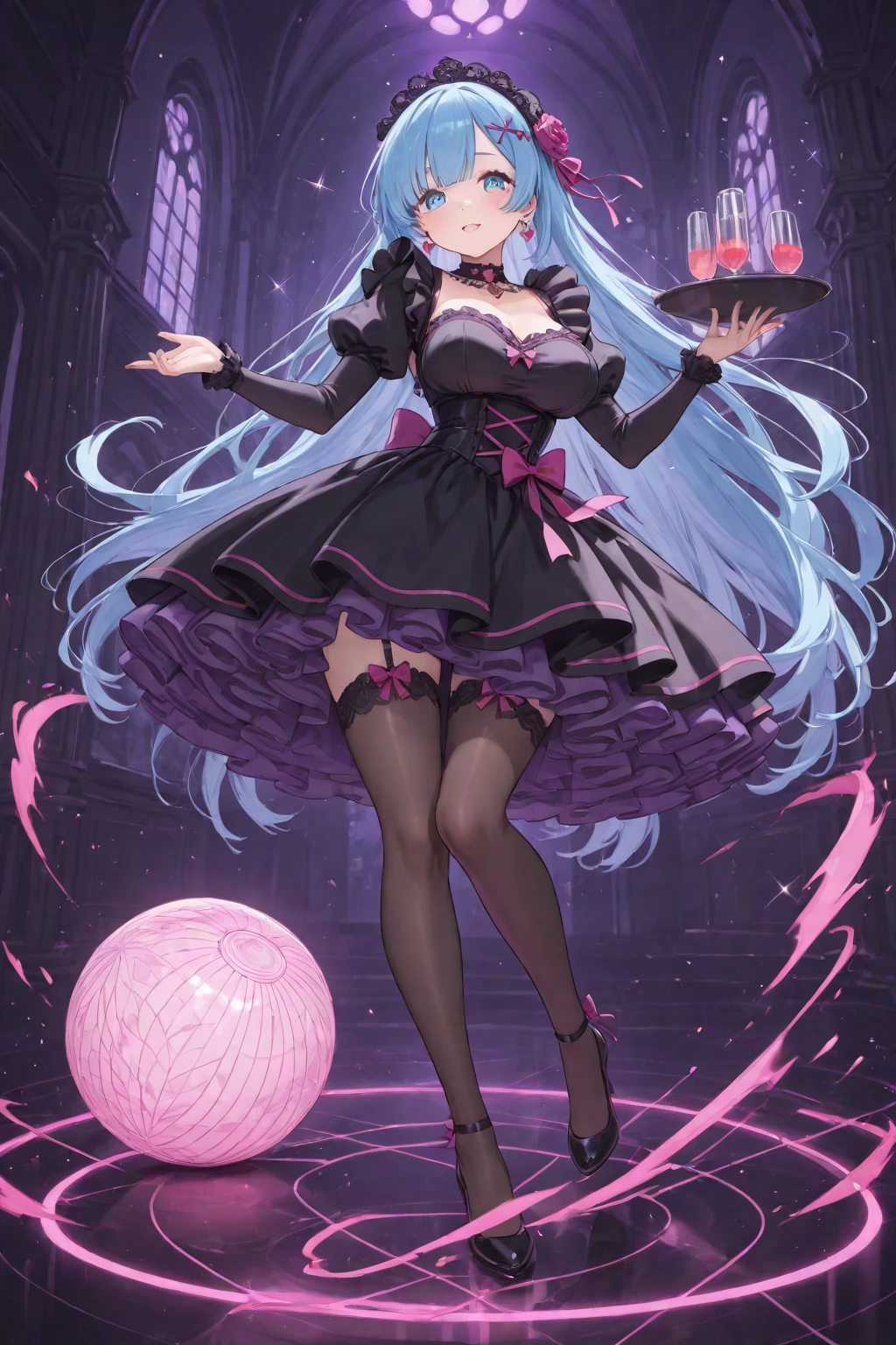 Illustration of a cute witch named Lola , Cute pumpkin, halloween, creepy tree, Manhwa Style, kawaii, Black, The purple, Pink, soybean,  Detailed frequency, Cute big breasts, kawaii, Chibi, Manhwa Style, illuminations, vintagestyle,  Epic Light, Fantastical, Fantasyart, Watercolor effect, bokeh, Adobe Illustrator, handpainted, digitial painting, low poly, retro aesthetic, focus on the character, 4K分辨率, using Cinema 4D, white outline, vivid printing, watercolor paiting, illuminations, 4K, Manhwa Style, Detailed binder, Detailed potion, tim burton christmas eve