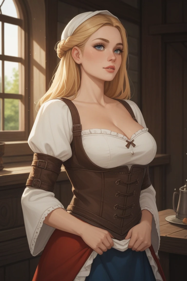 1girl, (Laura Vandervoort:1.2), realistic, photorealistic, graphic novel, impossible clothes, thick lips, full lips, big lips, (surprised:1.2), (shocked:1.2), [blonde hair|silver hair], two-tone hair, shiny hair, sunbeam, god-rays, bursting breasts, ambient light, rim-light, rimlighting, backlighting, realistic, (photorealistic:1.1), (lineart:0.8) irndl, a woman in traditional bavarian dress Standing poses for a picture , german woman, wearing a dirndl,
