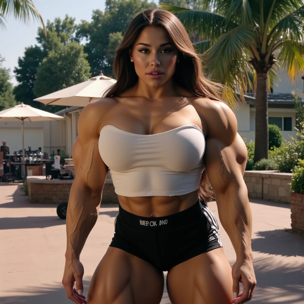 SFW, (gigantic sagging breasts:1.5), (colossal breasts:1.3), (strong:1.1), (muscles:1.05), arms under breasts