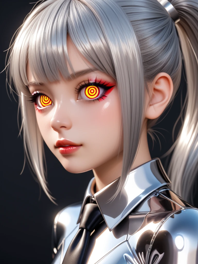(masterpiece:1.1), (highest quality:1.1), (HDR:1.0), extreme quality, cg, (anime wallpaper), stylized, detailed face+eyes, (colorful), (powerful colors:1.4), photo of a girl, (tan skin), fashionable, light dust, varied depth of field, medium hair, long hair, white hair, masterpiece, 8k, tone mapping, hyper focus, red, glowing eyes, (upper body:0.8), natural body, limited palette, (detailed hair:1.13), (cyber aesthetic:1.3), (epic anime drawing:0.7), (white outlines), (creative background), (creative), hard lighting, solo, clarity, (by Giovanni Battista Caccioli:1.6), (accomplished:0.8)