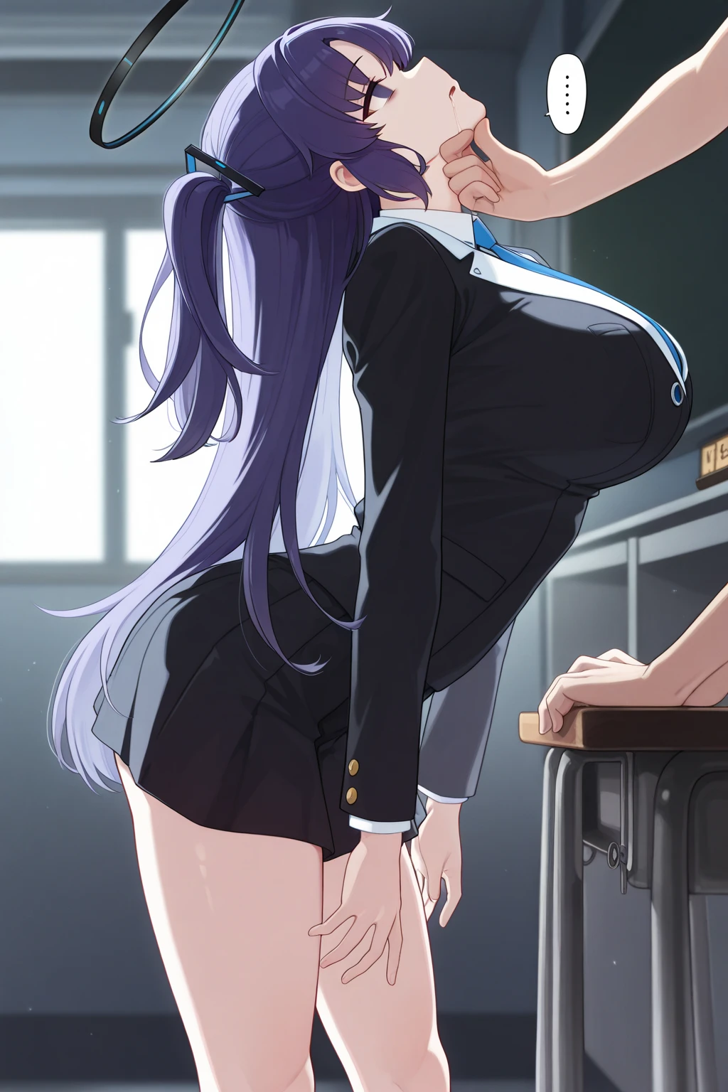 young woman、15 years old、High school girls、Blazer uniform、long hair、tears、Beautiful woman、Very thick thighs、Acme Face、Sloppy body、classroom、Sit down and spread your legs、Best image quality、High resolution、masterpiece、super high quality、Thick pubic hair、orgasm face、white lace bra、white lace panties、Small breasts、Very big ass、Blushing、4K quality、Blushing、Cry of ecstasy、Wearing black pantyhose、Sweaty all over、Heavy breathing、Her breasts are bouncing up and down、Low Angle、Cowboy Shot、Shaking breasts,uneven chest、上下にShaking breasts、panties under pantyhose