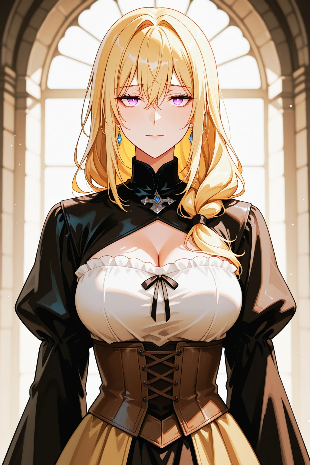 ((Top Quality, 8K,)) 1 Female, Blonde Hair and Red-Eyed Anime Girl, Anime Girl Named Lucy, Portrait of a Female Anime Hero, Portrait of a Female Anime Character, Zodiac Girl Knight, Artoria Pendragon, Hajime Yatate, Symphogear, Giorno Giovanna, Cornelia from Code Geass, Suvia the War Maiden,