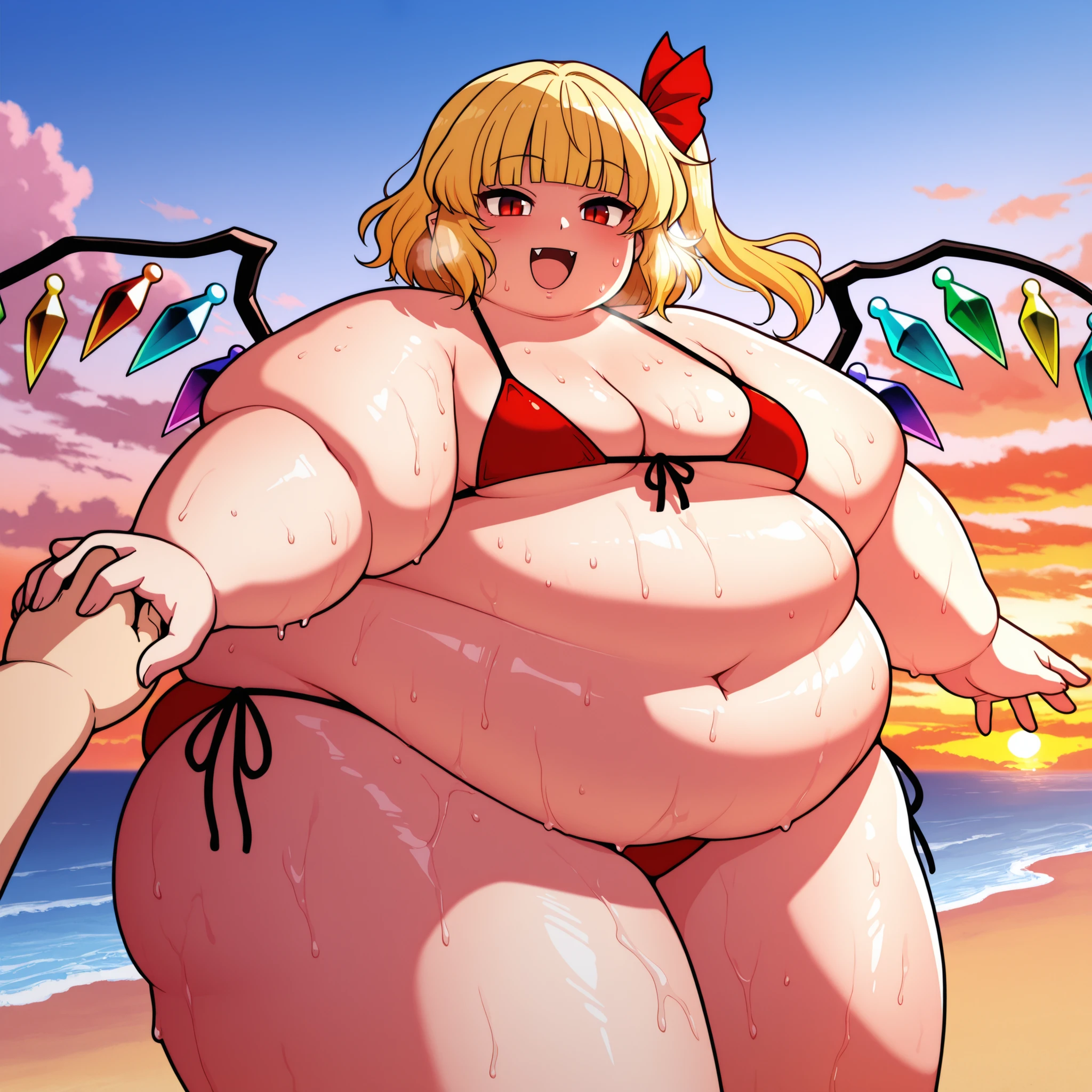 girlish, girlish, small girl, Small body, gordo, regordete, barriga grande, Blob, tumbado en la playa, Mar, Palmeras, muslos gordos, pies gordos, Brazos gordos, Dedos gordos de los pies, cuerpo ancho e hinchado
