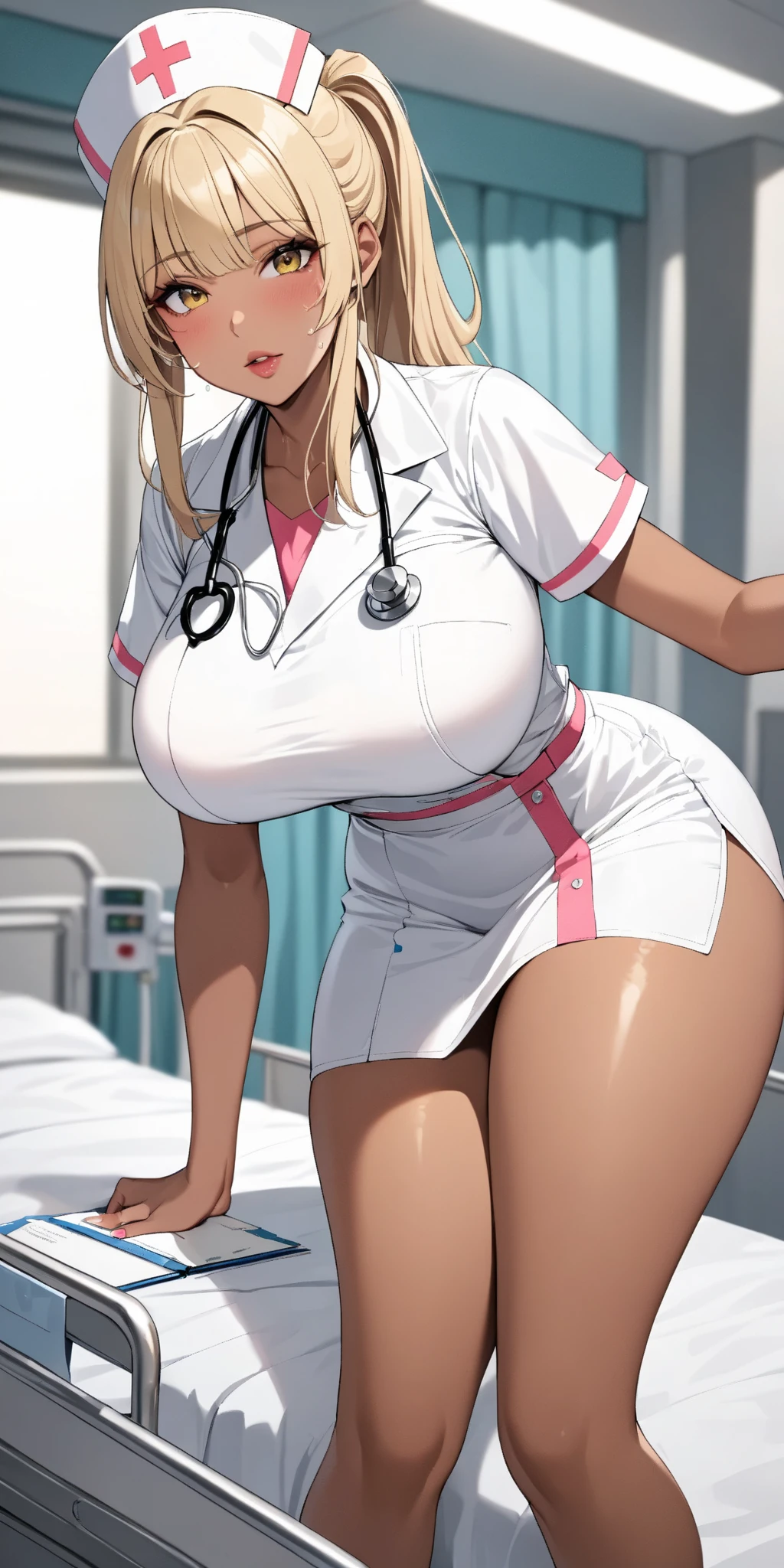 hospital, latex nurse suit,nurses,busty,elbow gloves,labcoat,silverhair woman, azure eyes , gigantic boobs ,medical instruments,asian nurse,two nurses,speculum,examination room,oversize boobs, ,big ass ,strap on, lay on table ,legs spreaded,giving birth,gyno chair , dentist,pregnant, bondage ,in labor