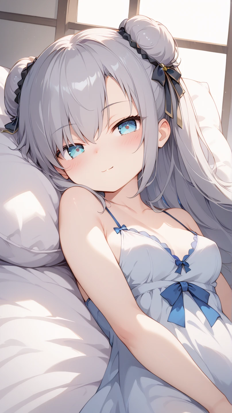 white hair witch long blue eyes beautiful girl 15 years old small breasts sex choker bed