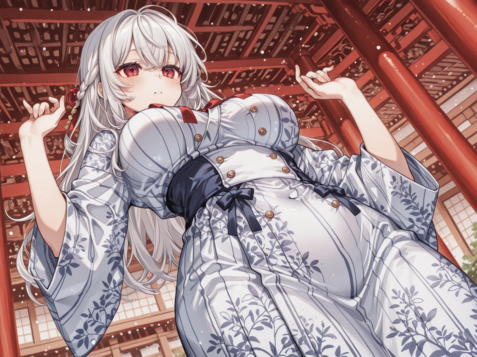 ((What to wear in summer、、A light cotton kimono to use as a bathrobe)),(bath robe),The clothes are fluffy,White panties,1girl in, Solo,(A MILF), (((maturefemale,Adult Woman))),masuter piece, of the highest quality, ultra-definition, max resolution, A highly detailed, Clean skin, Extremely sexy,Huge breasts,cleavage,blush,a sultry,thong,Japanese-style room,sitting on, Above