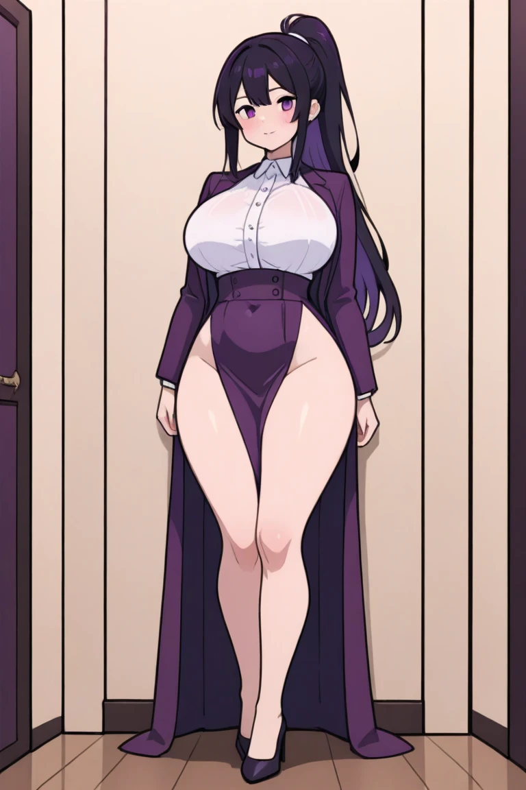 Nico Robin from one piece, black long hair, blue eyes, dark wide pupils, smile, big breasts, bedroom , big breasts  , wide hips , mature female , milf , black bikini 