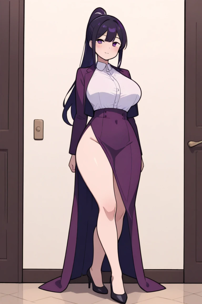 ((masterpiece, best quality)), 1girl,solo, upper body, alex, short hair, black hair, brown eyes, dark skin, tan, lipstick, black shirt, retro artstyle, gradient background,smile, walking, big breast,full body, flipflops, village , long robe, feet