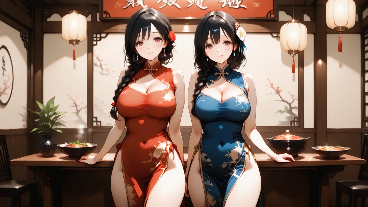 ((Battleship Girls))),(((Azur Lane)))、((Amagnagi))、Brown long hair、Sodium Bicarbonate Ship、Big Breasts、(Fox ears)、(Red and black kimono)(((Aircraft Carrier Personification))