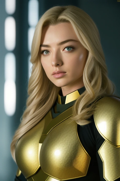 ElleF_SoloTI_v1,
(Clad in gleaming golden armor, adorned with the Infinity Gauntlet, exuding an aura of unstoppable power), (A cosmic battlefield, with swirling galaxies and stars as the backdrop, alive with the energy of the universeâs might:1.3), (seductive:1.3),(analog, cinematic, film grain, hazy atmosphere, cinematic shot:1.3),
epiCPhoto