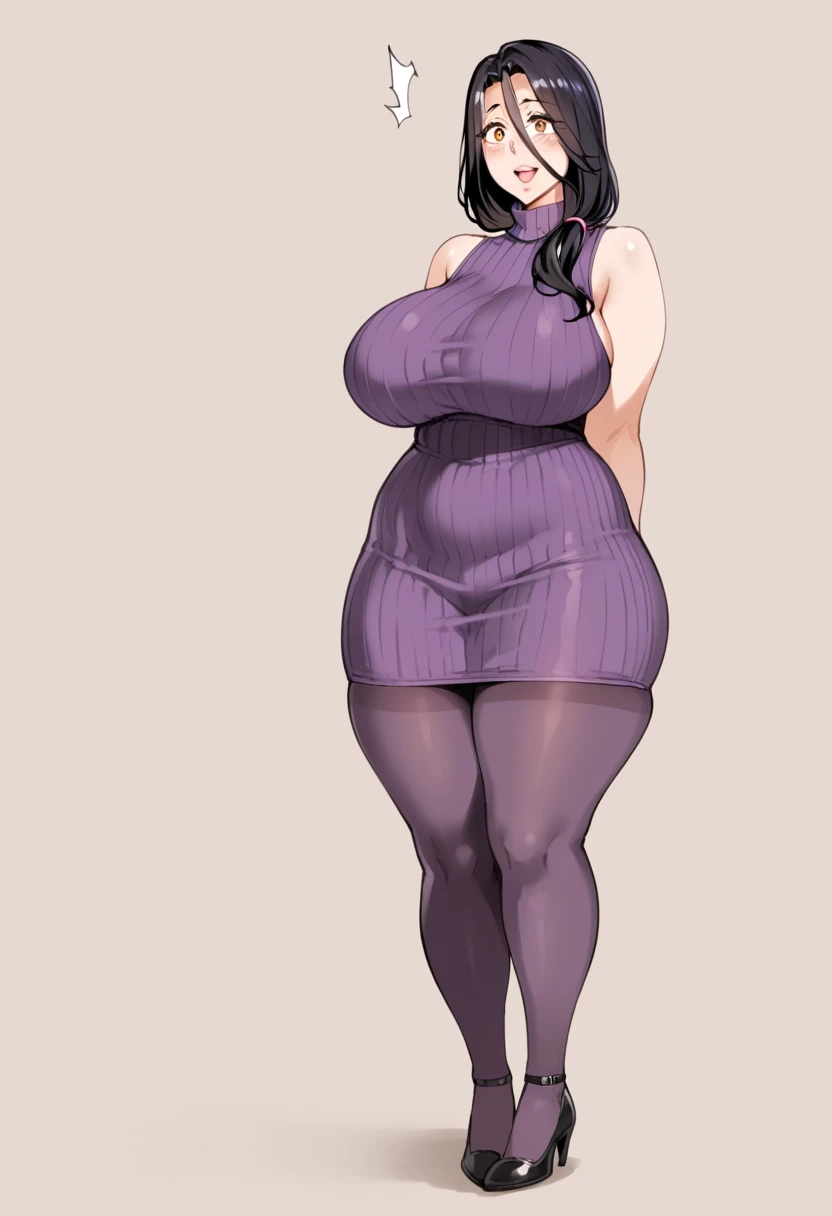 Gothic MILF Woman, with makeup posing her huge ass in front of the camera, with her fat thighs and big, huge tits, 