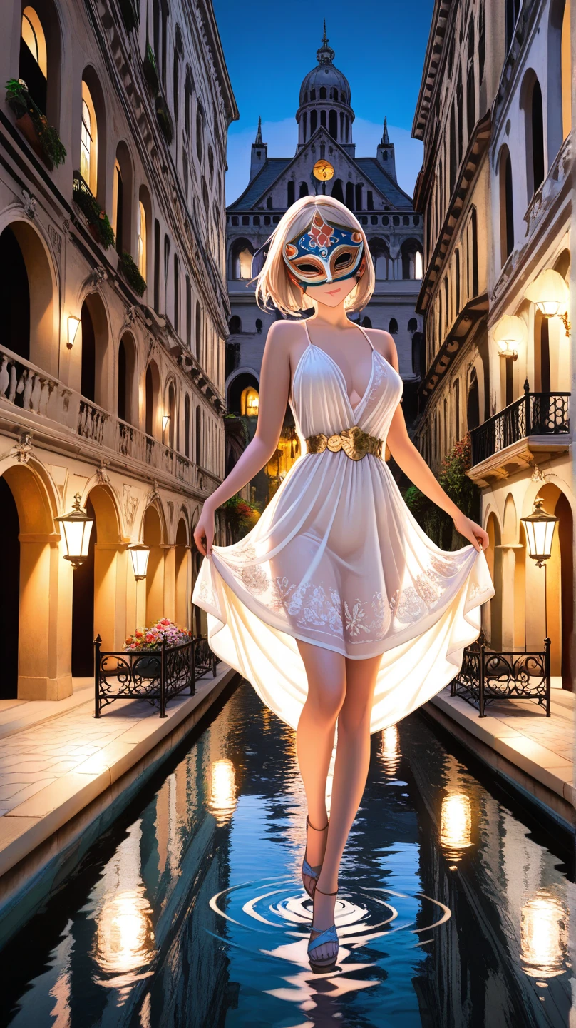 masterpiece, photorealistic:1.4, beautiful 20 year old woman, 1girl, elegant, beautiful,  blond_hair,   blonde,  night, red dress, , short_hair,  standing, dynamic pose, thigh_gap, balcony, over_city, high_up, head_band, jewelry, necklace, bracelet,
  medium_breasts, bangs,  extremely detailed artgerm, photorealistic perfect body,detailed skin,paris,night,