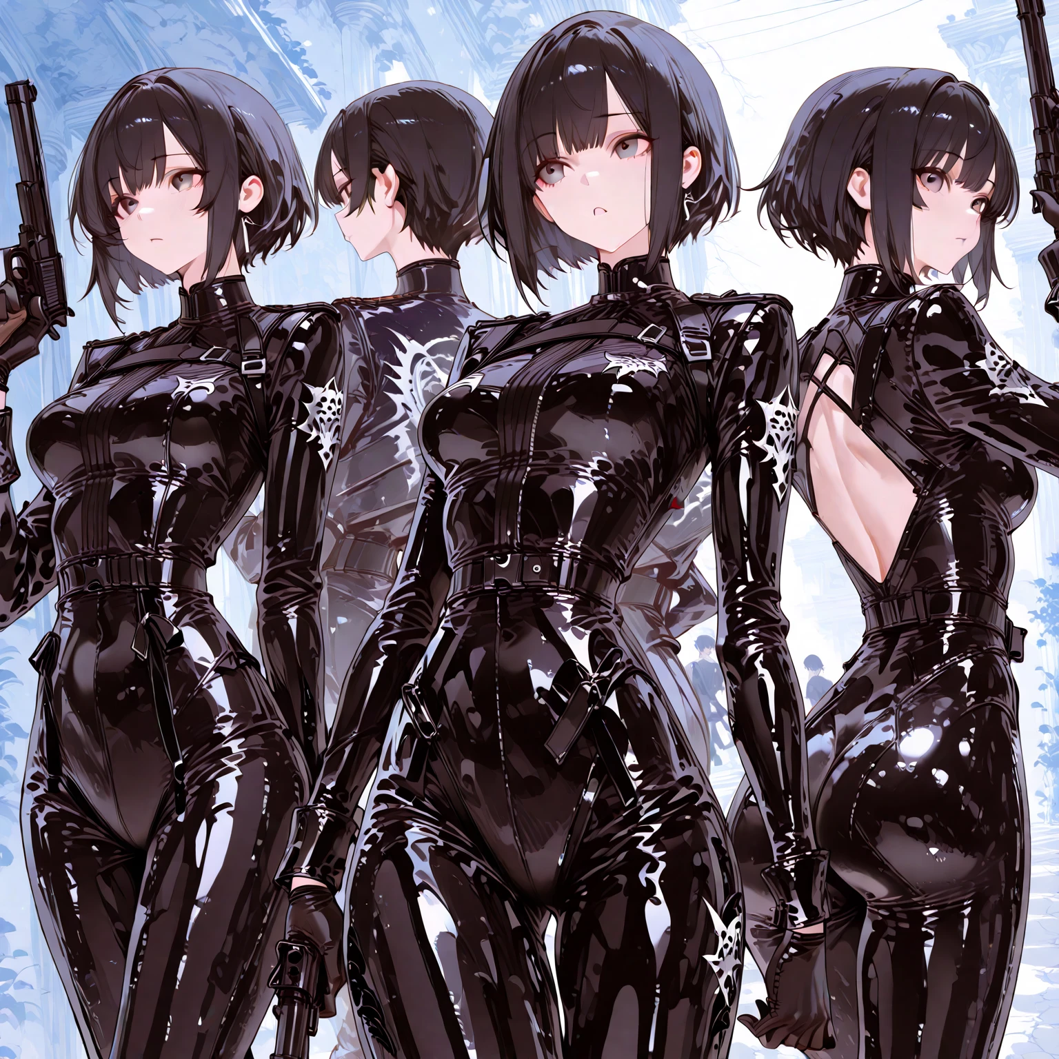 (((custom combat suit)))、Beautiful artwork illustration，Beautiful digital artwork、(((Very long hair、long hair)))、(((Change into a diving wetsuit))),(masterpiece、Highest quality、Highest quality、Beautiful and aesthetic:1.2)、Check it out,Small and slim body, solo, One Girl, Highest detail、Vivid texture、Slender body, Full Body Shot, Beautiful Blue Eyes, beautiful girl, Small Face、White skin、 ((Body Armor:1.5))、(Sharp focus),(Cowboy Shot),((Black tactical glove armor、戦術的なBody Armor、gun belt、Gun Holster))、