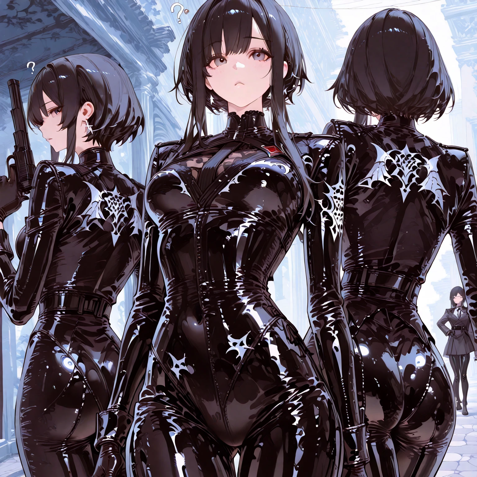 (Tabletop), (Perfect athletic body:1.2), Anime Style, whole body, Cyberpunk Girl, Sea green twin hairstyle with red eyes, Wearing a Cyber Costume, Black and Purple Flaming Fist, Burnt mechanical limbs, Standing in the Wilderness, Flame burning in the chest, White Background, whole body,composition