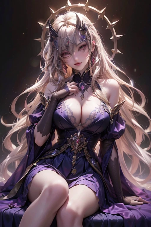 Anime girl with white hair and purple eyes, screenshot of Black Clover, anime character, female anime character, Best Anime Character Design, as an anime character, looking at the camera, lying down, Noelle Silva, Black Clover anime.