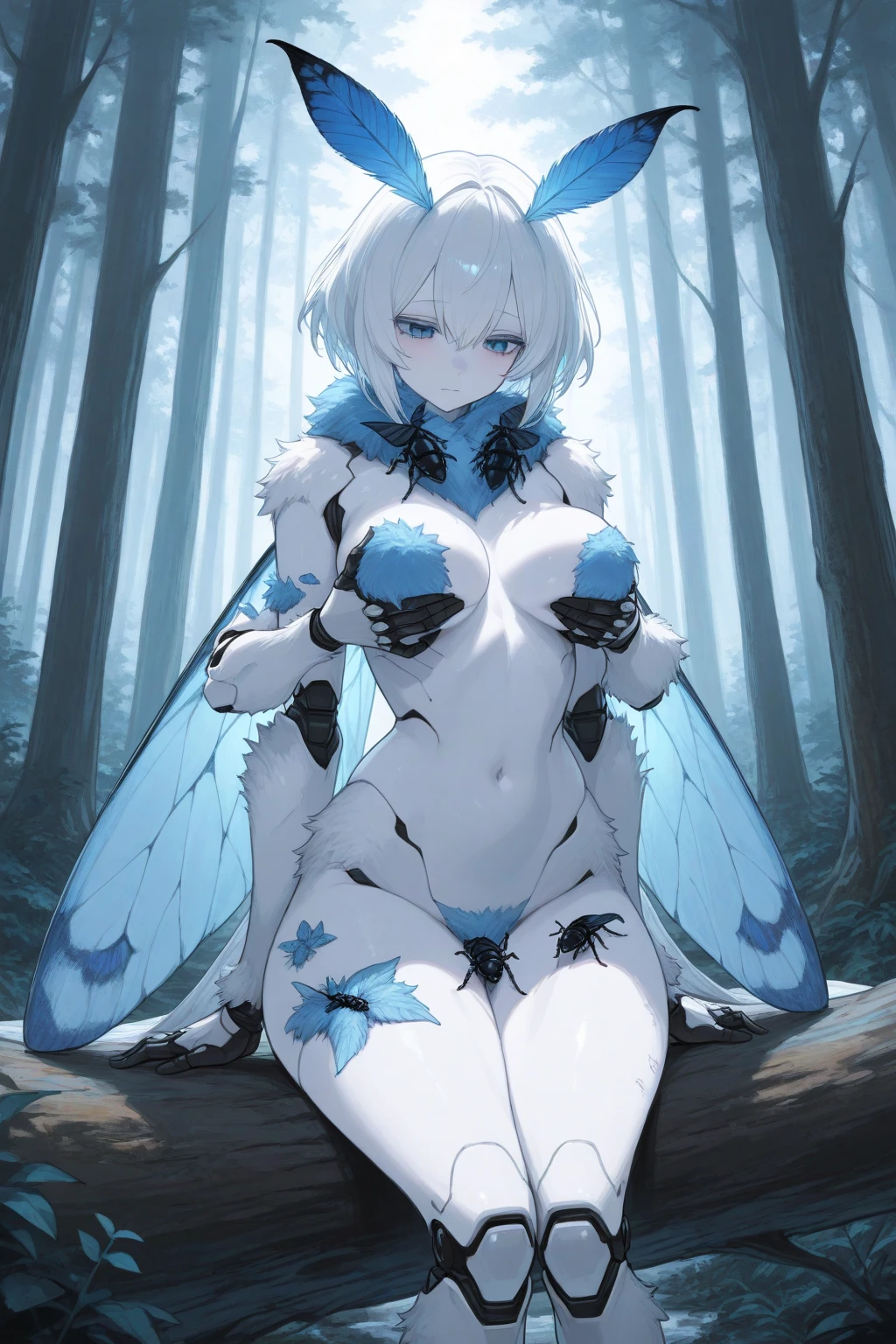 score_9, score_8_up, score_7_up, (nsfw, loli), (pixie, leprechaun), (1girl, solo), (full nude, naked), slim body, (white short hair, hair accessories), blue eyes, small breasts, (seductive smile, looking at viewer), head tilt, crossed arms, (thin legs: open legs), BREAK (ice crystal textured wings, detailed ice, beautiful details glow)