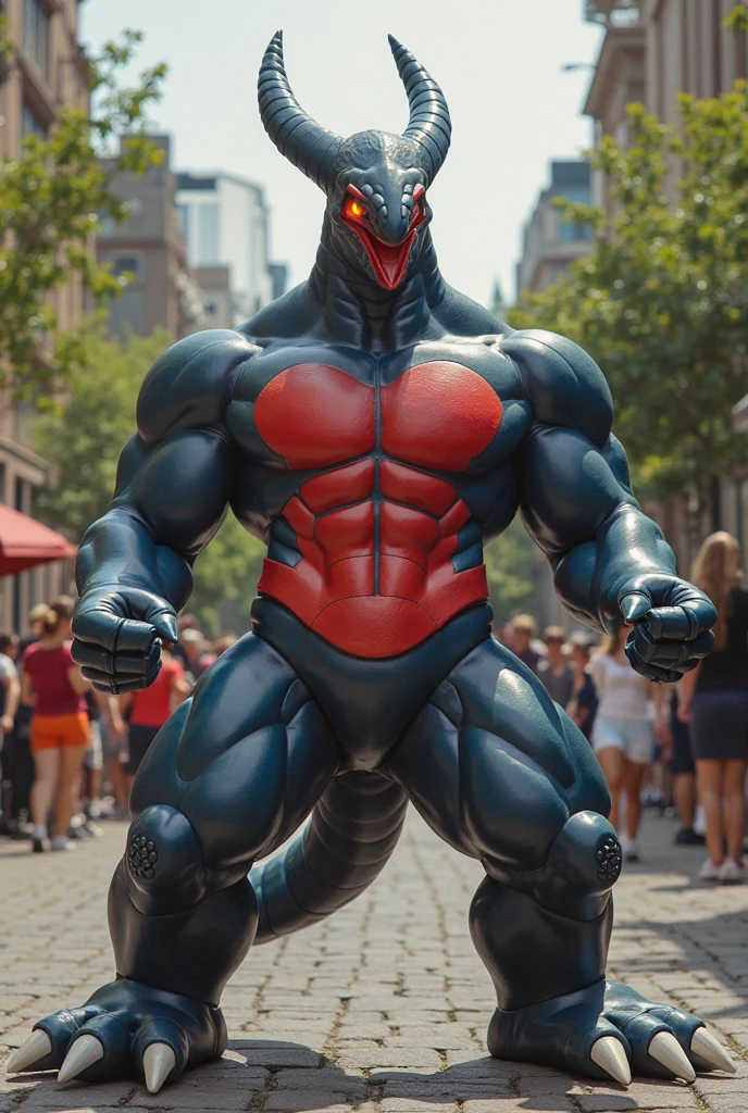 full body view of creature, humanoid, teal fur, gigantic round auricle, pink eyes, anorexic, wearing pants, shirtless, antenna on jaw, walking, in sunny abandoned city