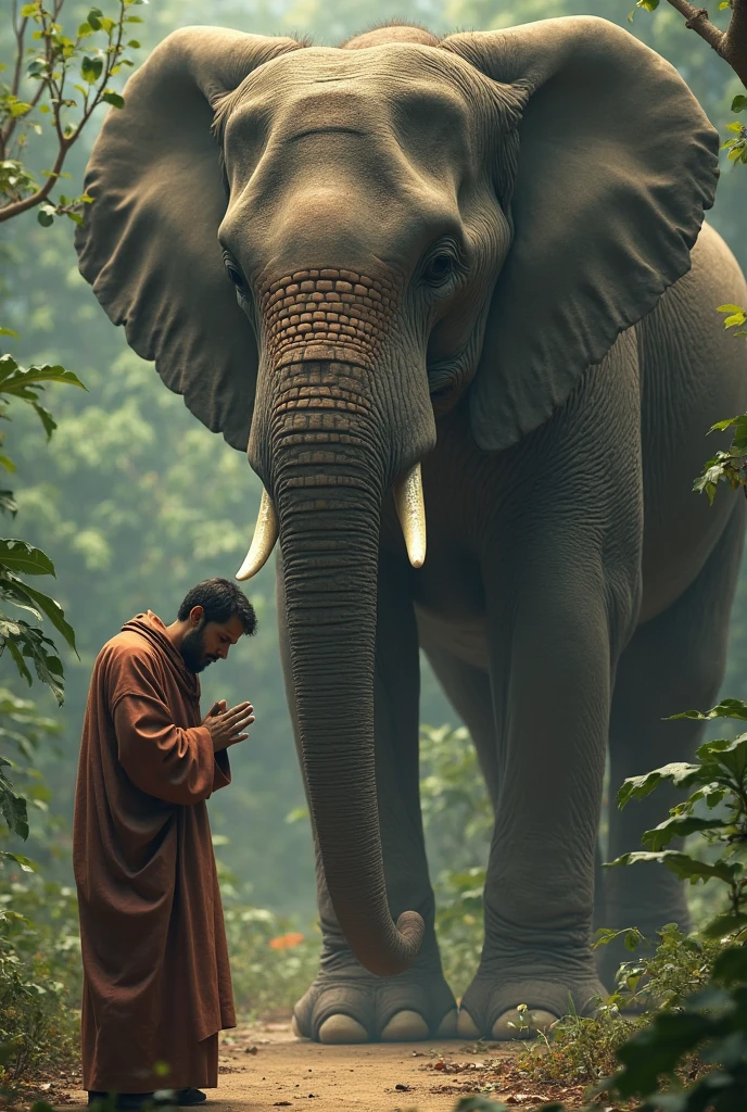 Buddha bids farewell to the elephant