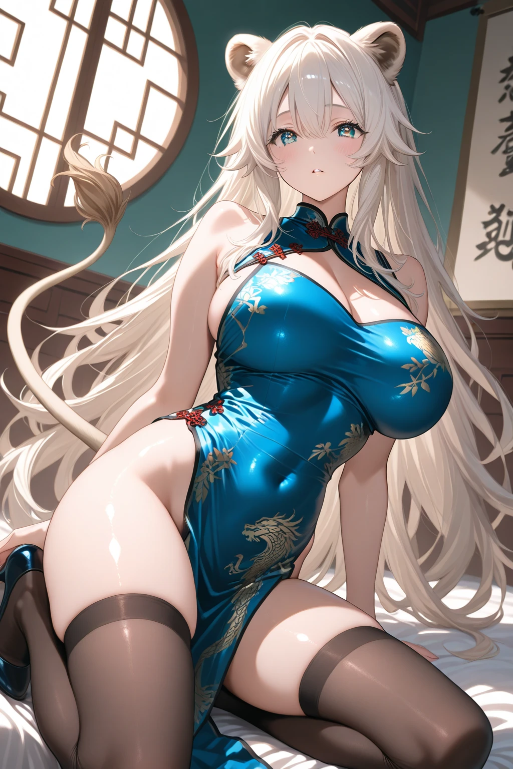 Anime - stylistic image of a woman in a room in a blue dress, anime goddess, name Chiaki, Guweiz on ArtStation Pixiv, Guweiz on Pixiv Art Station, Trends on CGSTATION, Seductive Anime Girl, Extremely detailed Artgerm, Beautiful Seductive Anime Woman, Pop on ArtStation Pixiv, Little Curve Lori, Detailed Digital Anime Art