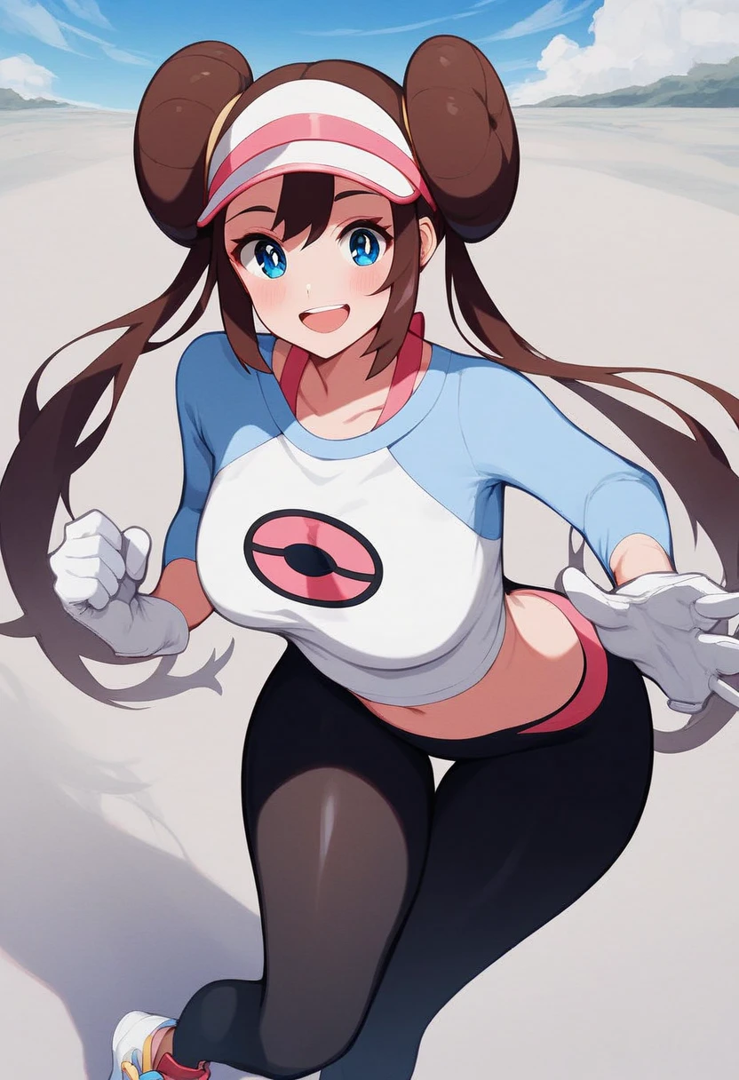 (Pokemon Rosa:1.2), beautiful,masterpiece, (smirk),((gigantic breasts)),smile,best quality, ((cheerleader:1.1)) dress, silky dress, slutty dress, outdoors,sunny,(1girl:1.3), wide hips, loose top, teen girl, hyper realistic, (facing towards camera), bending forward, partially breasts, boob window, volleyball size breasts, Slutty , slutty expression