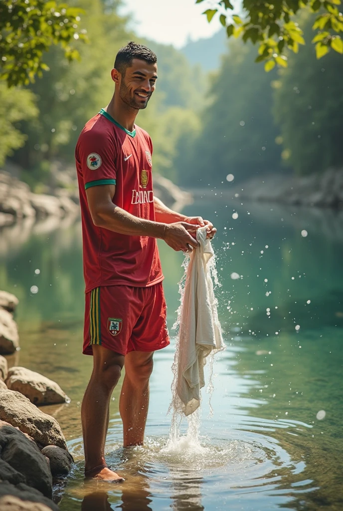 Young handsome cute white skin smooth skinny beautiful face shirtless Bringing water from an artecian well with a jug Paraguayan craftsmanship