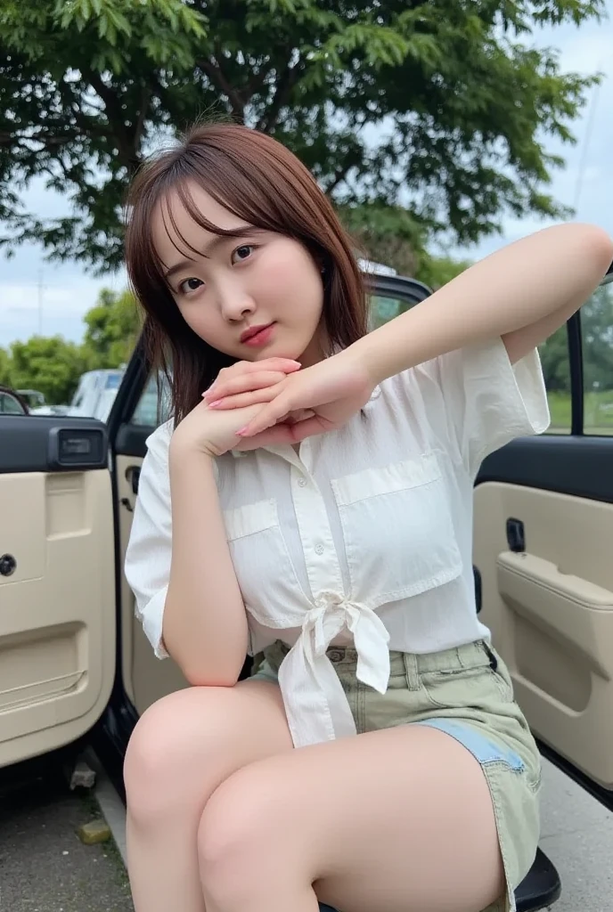 23 years old、Small face、Bench seat、NFSW、Date、Sitting next to you、Angle from above、Watching baseball