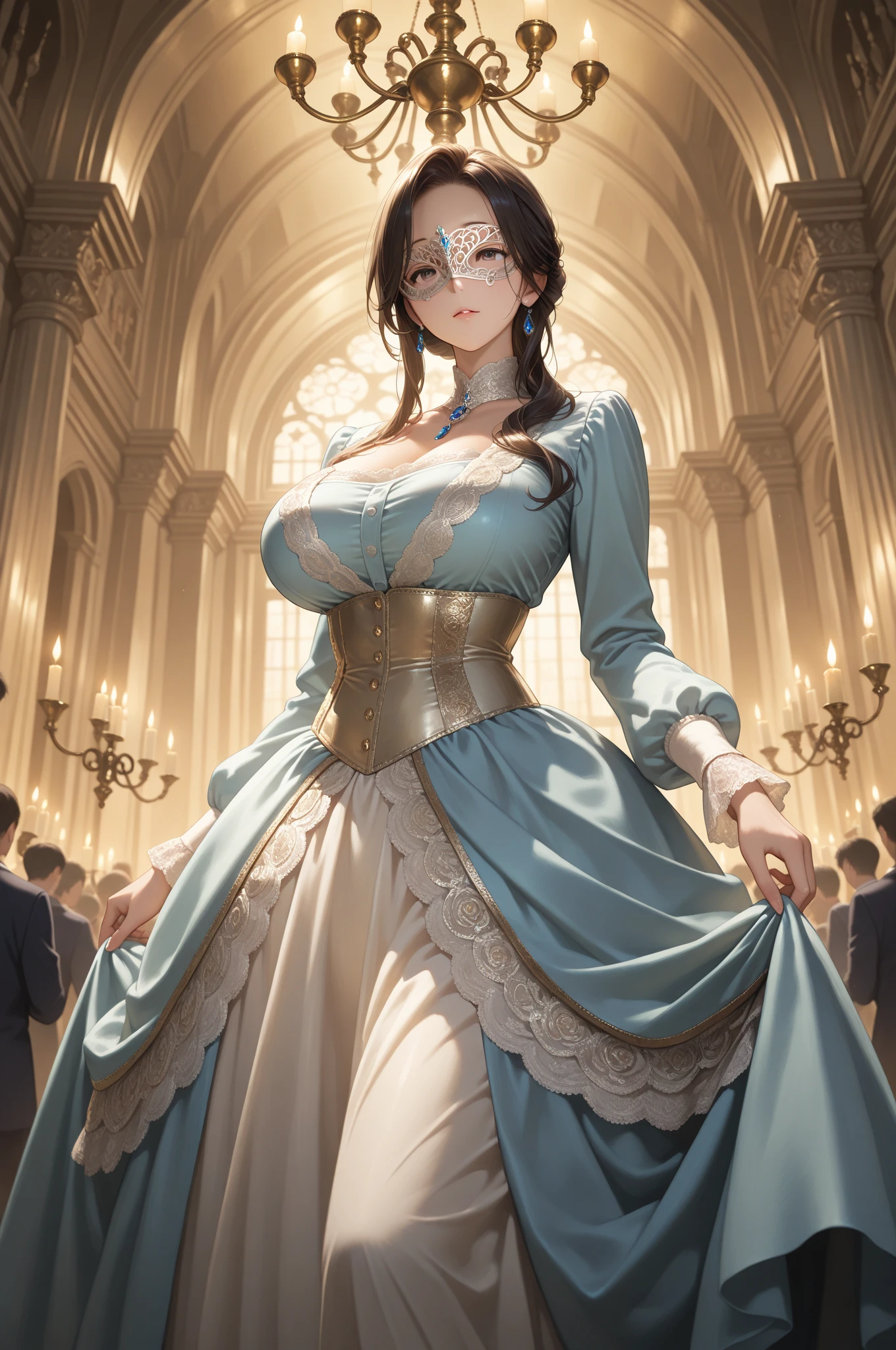 ((anime artstyle)),(Masterpiece),(Best Quality), (Super Detail),((Very Delicate and Beautiful)),cinematic lighting,1 girl,((full body portrait)),((standing in garden)),((solo)),(((1 fairytale princess in gorgeous embroidery and jeweled extremely gorgeous cinderella ballgown with voluminous full length hoop skirt))),an hourglass waist,padded and corseted bodice,(((huge crinoline hoopskirt))),long train,gorgeous embroidery and bling-bling gorgeous gemstone jewelry,voluminous frills,See-through,(((extremely gigantic tits,skindentation))),cleavage,((absurdly Long Straight Hair,extremely voluminous Straight long Hair,absurdly Long Straight Hair)),(finely detailed face and eyes),clear pupil,extremely gorgeousfull hair ornament,(bling-bling jeweled extremely gorgeousfull tiara),(bling-bling gorgeous gemstone jewelry),gorgeous long veil,((ultra long gloves)),(beautiful background),(full body),((gorgeous embroidery and jeweled extremely gorgeous cinderella ballgown with voluminous full length hoop skirt))