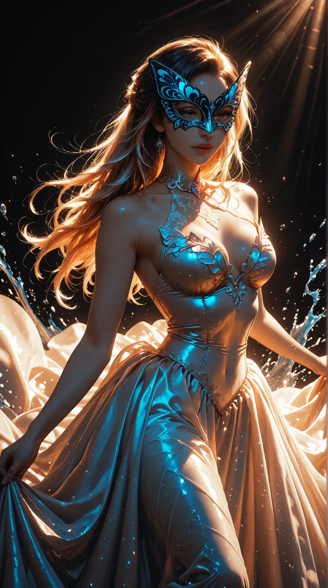  (best quality), (masterpiece), (detailed), perfect face, Venus as Ocean goddess, sitting in throne, ocean deep, spreading hands perfect body, full Torso, swim, drawn in water, perfect model, intricate, seductive style, psychedelic color, silk-transparent- liquid, shinning body, whirl wind, UHD, hair blow, long hair, surrealism, epic realism, uphold hands, fire tornado background, dark night scene, dark moon, wavy hair, ghost mix, shiny skin, seduction, no dress, translucent, surrealism, hyper realistic photo, look at the camera, HD, upper body, glowing breast, unreal engine, epic scene perfect model, deep in water, long hair, golden hair, wavy hair, no dress, shiny skin, dark night background, dark moon scene, lesser light, silhouette body line, perfect silhouette