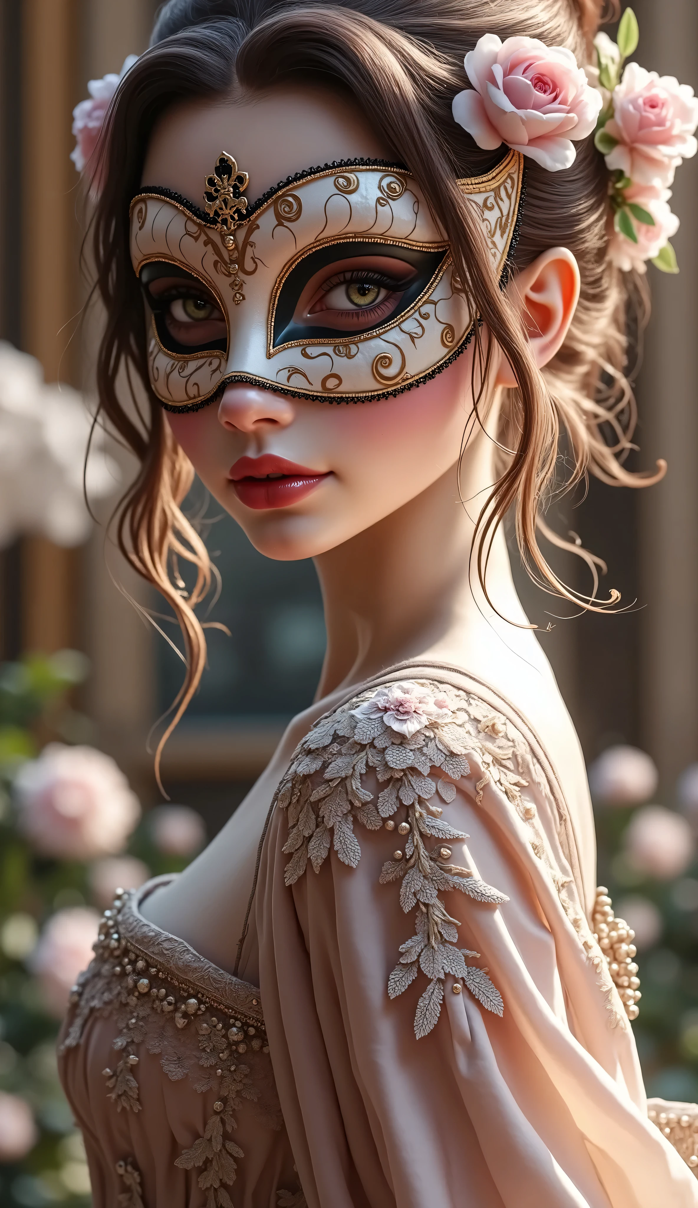 Masquerade、very cute girl、Wearing a ballroom mask、A girl who looks like a doll、((Courtesy))