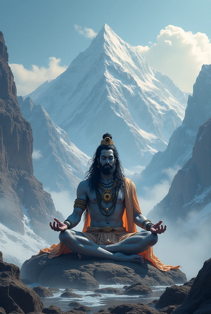 Lord shiva doing meditation in Himalaya
