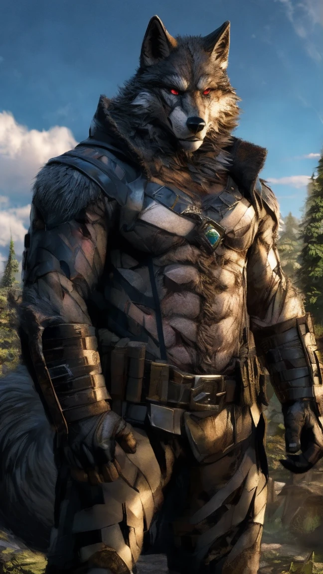 Sexy posting, Male, 30 years old, cute, eyeliner, big evil grin, anthro, wolf ears, (black fur:1.0), Timberwolf, inside castle background, 8k, hi res, (best quality, masterpiece), (wolf tail:1.5), detailed fur, solo, glowing blue eyes, mark two power armour, detailed face, detailed eyes,