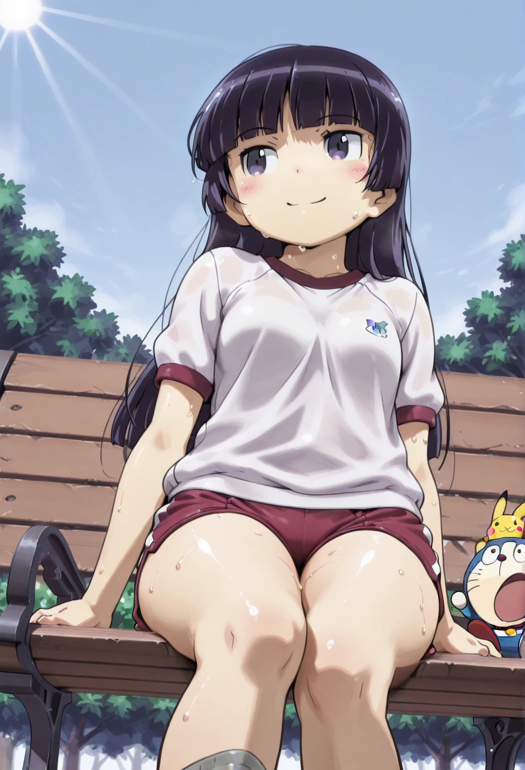 masterpiece, Highest quality, Nico_Yazawa,High resolution, 1 Girl, alone, Brown Hair, short hair, Twin tails、Purple eyes, , , (Cleavage)、(Beautiful thighs), Carrying a red backpack, (randoseru backpack:1.2) Sweaty、Thick thighs、Highest quality、4K、One girl, 8-year-old, , cute, Grin, (Surrounded by men in the park))、、Thick thighs、Semen from the penis、Bukkake、Bukkake、(Bukkake)With projectile、Lots of passersby、Ahegao、Spread your legs、(Handjob)(Blowjob)Knee socks、Plump、Big Breasts、buruma, gym uniform, Big Butt、Shiny Feet、Sucking penis