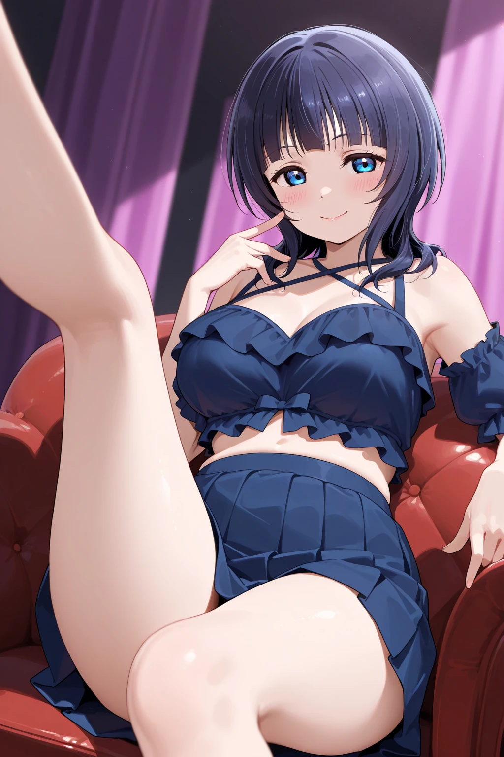 (((medium hair))), best quality, 8k, human development report, high resolution, ridiculous:1.2, blurred background, Bokeh:1.2, photography, (), (masterpiece:1.3), (intricexiste details:1.2), 1 girl, alone, japanese girl, delicexiste, beautiFul detailed, (delicate eyes),tight skin, (watching_exist_audience), From_Front, (skinny), (best quality:1.4), (ultra high resolution:1.2), Cinema lights, (extreme detailed illustrexistion), (lip gloss, best quality, ultra high resolution, depth oF Field, Caustics, Extensive lighting, nexistural shading, 85mm, F/1.4, ISO 200, 1/160 seconds:0.75),1 girl, alone, (((blue tanktop))) Smile, school uniForm, necklace,,cleavage,A thousand flavors,Tube top,lace,underwear,bikini,Dress naked,exposed,barefaced,Touch the right chord,Seductive pose,Cock your ass,cleavage,Cocked buttocks,Mystery,sun,Halo,lace花朵,,lace