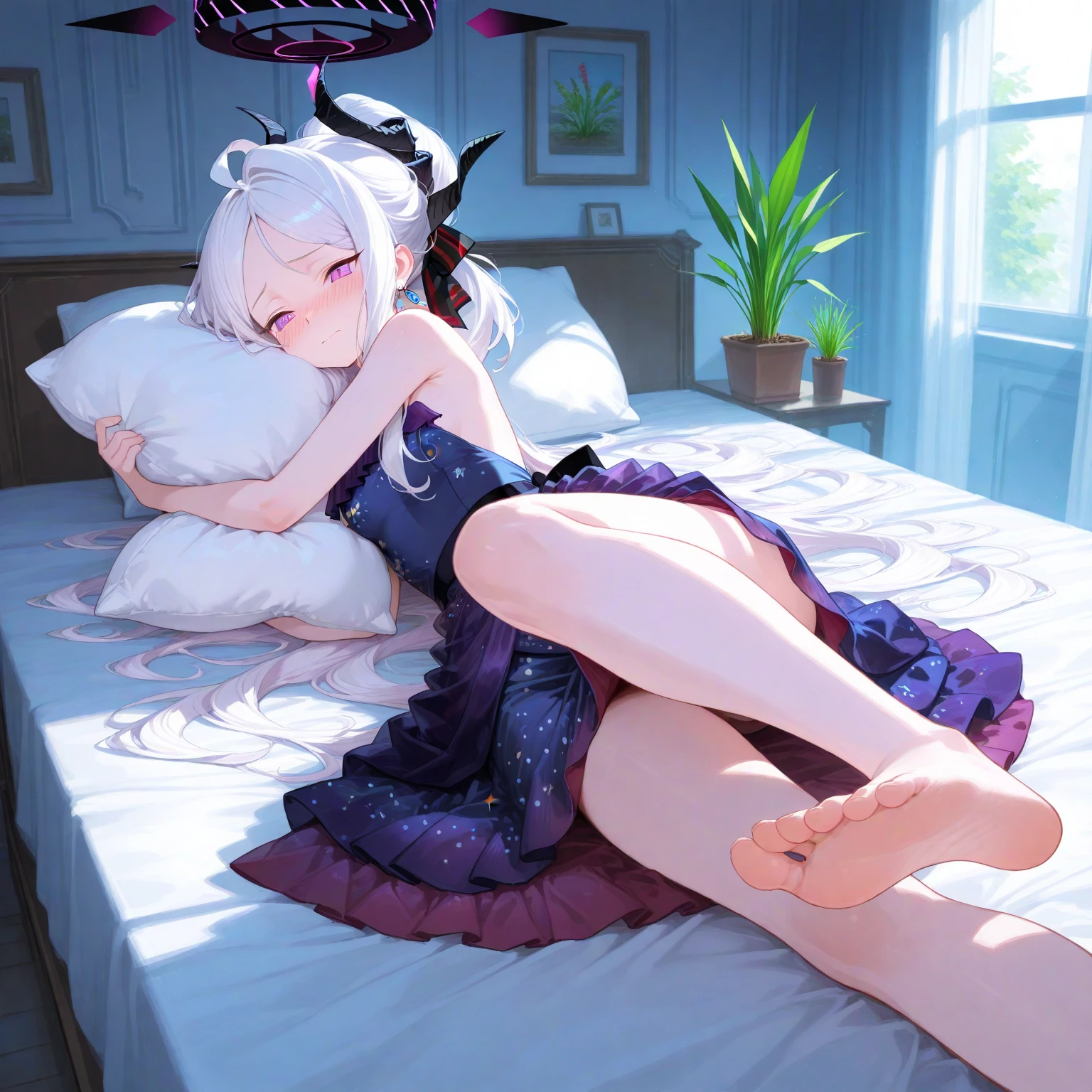 full bodyesbian,Drow Elves,(White hair),Black skin,pointy ears,Delicate face,Pink love pupils,Happy expression,Customs,Sex practitioners,Large areola,Nipple rings,Lace lingerie big breasts,Purple transparent cloak,revealing her belly,Enchanting posture,Purple scarf,High-waisted stockings,Shine,Show on the,Wife-like feeling,Prostitutes,4 months pregnant,Pregnant women with,slender leg,Beautiful crystal shoes,Exhibited,Sit on the ground with your back against the wall,simplebackground,Pink moon,the night,In uninhabited alleys,Gloomy sky,(Speaking heart:1.4)