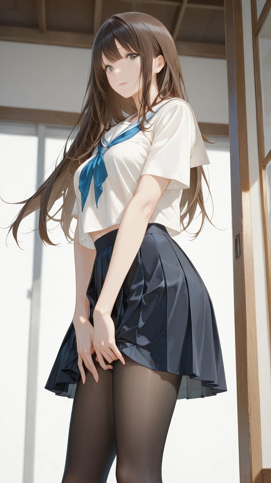 (RAW Photos:1.2, Realistic:1.3), masterpiece:1.4, Highest quality:1.3, Best details:1.3, beautifully、aesthetic, Very detailed CG ユニティ 8k 壁紙,( Vibrant colors:1.1), High resolution,break ((From below:1.3, Looking down:1.3, A powerful low angle shot from the ground_level:1.3)),( Intense crotch close-up:1.3, Scale to fit dimensions:1.3),(( Sharp focus:1.1, Crotch focus:1.0)),(( Perfect Anatomy:1.3)),(( Five fingers, perfect in every detail:1.3)), break (One girl),( skirt flipped up in the Wind:1.3),((surprised posture:1.1, View your viewers:1.3)),( Exposed Sexy_white_panties:1.3, Camel Toe:1.2), break (Seraphim:1.1),( knees_length_skirt),super detailed beautiful white skin, Slender body:1.2, Small hips, beautifully細い脚:1.3, break Most detailed Beautiful Face and eyes:1.2,(surprised:1.0),( cute:1.3, So adorable:1.1),( Beautiful Face:1.2, Perfect Face, Attractive face:1.2),( shiny brunette hair blowing in the Wind:1.3, Glossy Lips:1.0), break (Perfect lighting:1.3,Very detailed, Most detailed,Depth of written boundary), 街の階段の美しいWind景:1.1, sunny, Golden Hour, Wind:1.2, null:1.0, Dark Theme