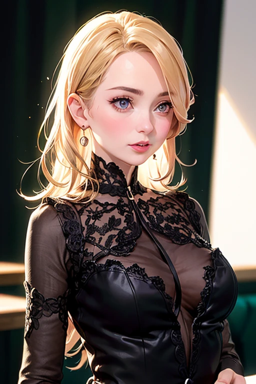 (score_9,score_8_up,score_7_up), source_anime, Gothic blonde Lolita, cleavage, midriff, long hair; sexy, cute, zPDXL2, being bored. 1girl, black chocker