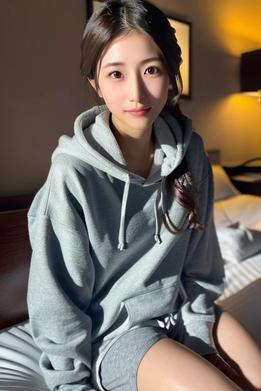 1 Girl, (Wear a black hoodie:1.2), (RAW Photos, highest qualthaty), (Realistic, Realistic:1.4), Tabletop, Very delicate and beautiful, Very detailed, 2k wallpaper, wonderful, finely, Very detailed CG Unthaty 8K 壁紙, Very detailed, High resolution, Soft Light, Beautiful detailed girl, Very detailed目と顔, Beautiful and sophisticated nose, finelyて美しい目, Cinema Lighting, Illuminations that light up the cthaty on a snowy night, Snow Scene, that'that'that'it's snowing, Snow fell in my hair, Perfect Anatomy, Slender body, Was nervous,
Straight semi-long hair, bangs, Looking at the audience, smile、Fluffy scarf、On the bed、pajamas