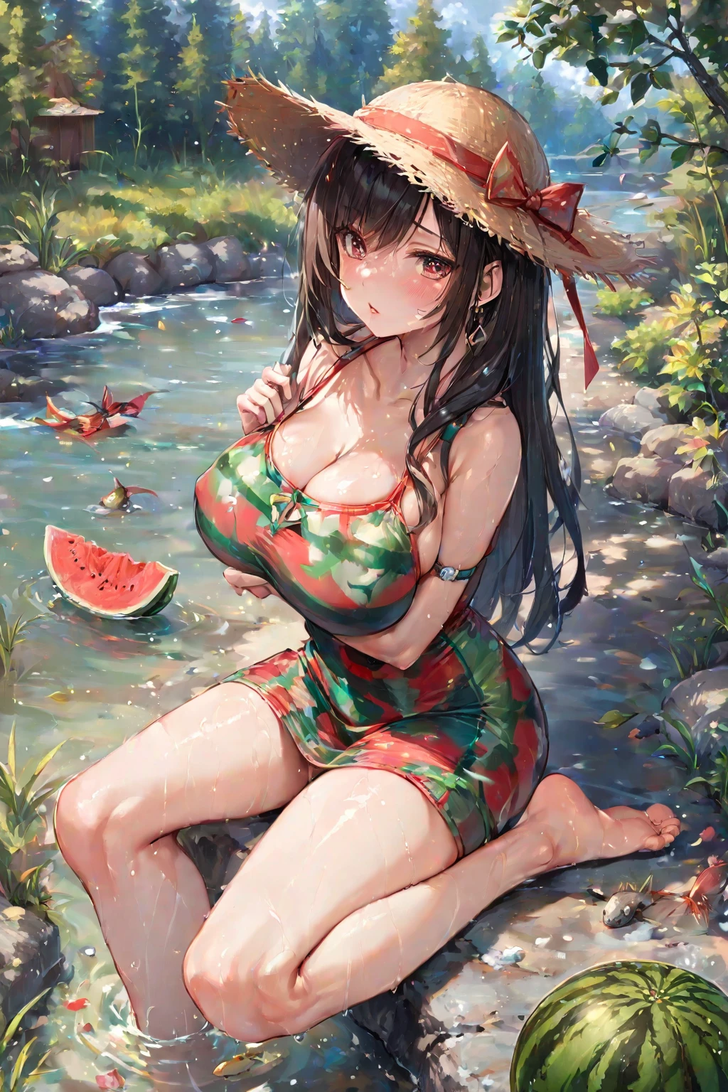 (perky chest:1.2), (pointed chest:1.2),(farmhouse entrance:1.3),(((Red Tunic:1.3))),(((apples and bread in the basket),Cute and beautiful girl,Cute round face,Cute smile,with blush cheeks,Red Lip,solo, looking at viewer, open mouth, have a cute grass of cute beergrass,black hair, dark green eyes, dress, bare shoulders, jewelry, collarbone, sidelocks, hairband, earrings, indoors, off shoulder, sweater, arms behind back, plant, short hair with long locks, gild hairband, off-shoulder dress, sweater dress, off-shoulder sweater, black sweater, dark gord hair, big side hair, very long side hair,is rendered in (masterpiece: 1.2, best quality), with (ultra high resolution) and an exquisite (depth of field). ,(Bangs are see-through bangs),hair pin,hair adornments,detailed clothes features,Detailed hair features,detailed facial features,(Dynamic angles),(Dynamic and sexy poses),clothes that emphasize big breasts,Cinematic Light,(masutepiece,top-quality,Ultra-high resolution) ,(The 8k quality,Anatomically accurate facial structure,),(Sea Art 2 Mode:1.3),(Image Mode Ultra HD,) 
