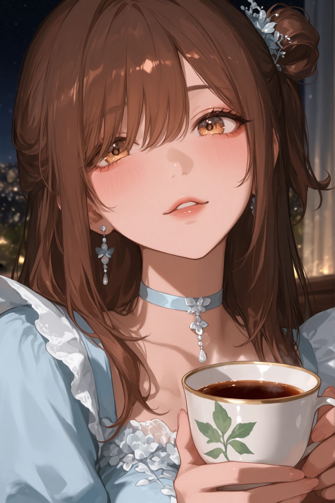(table top, digital illustration, 4k, 8k, Super detailed, beautiful images, clear image, perfect face, perfect lines, perfect eyes, soft lighting) 1 female, (light brown hair,bun hair,innocent look,droopy eyebrows,droopy eyes、With a round face,round chin、innocence,cute,Big eyes,natural makeup,smile gently,E cup,23 years old:1.3),Two handsome men in suits, (human,man in suit,muscular,solid shoulder width, boyish hairstyle,A man in his 30s with a cool expression,28 year old man with a bright smile:1.2),garden full of light、lots of flowers、Squirting、colorful flower light,(embarrassing,shy smile:1.2),resort sofa,kiss、カップルkiss、romance porn、couple of man and woman looking at each other、In battle、Afternoon tea、lunch