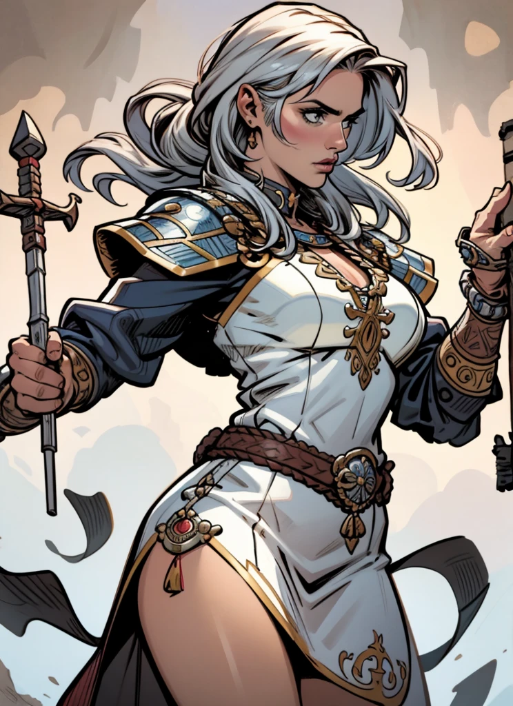 linda mulher, guerreiro viking, capa de pele, armaduras, cabelo loiro, cabelo ondulado, (fechar-se, foto de retrato), (Sozinho), realista